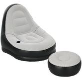 Outsunny Inflatable Sofa Chair and Foot Stool Set with Cup Holder, for Gaming, Reading and Movie Watching, Grey