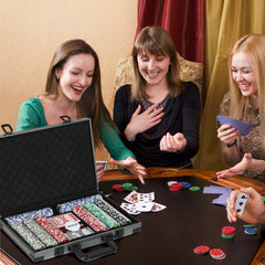 Poker Set in Case with 400 Poker Chips, Cards & Dealer Button