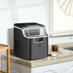 HOMCOM 3.2L Portable Ice Maker Machine - 20kg Daily, Adjustable Cube Size for Home Bars - Black