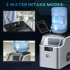 HOMCOM 3.2L Portable Ice Maker Machine for Home Bars & Parties - Silver