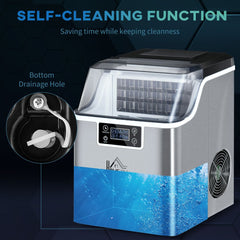 HOMCOM 3.2L Portable Ice Maker Machine for Home Bars & Parties - Silver