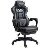 Gaming Chair Ergonomic Reclining w/ Manual Footrest Wheels Stylish Office Grey