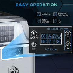 HOMCOM 3.2L Portable Ice Maker Machine for Home Bars & Parties - Silver
