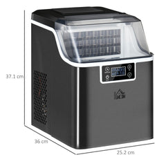 HOMCOM 3.2L Portable Ice Maker Machine - 20kg Daily, Adjustable Cube Size for Home Bars - Black
