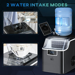 HOMCOM 3.2L Portable Ice Maker Machine - 20kg Daily, Adjustable Cube Size for Home Bars - Black