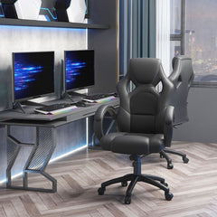 Premium Swivel Gaming Chair - Adjustable Height, 360° Swivel, PU Leather - Black