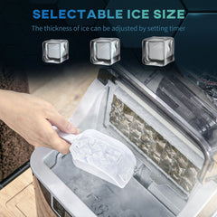 HOMCOM 3.2L Portable Ice Maker Machine - 20kg Daily, Adjustable Cube Size for Home Bars - Black