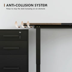 Vinsetto black electric height-adjustable standing desk with LED display