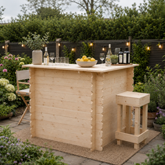 Rustic Wooden Corner Interlock Bar | Best Home Bar & Bar Countertop for UK Gardens & Pub Sheds