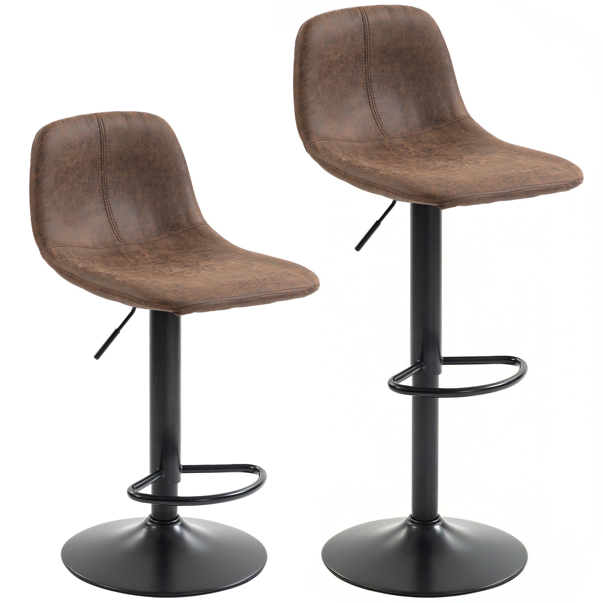 Pair of HOMCOM vintage brown leathaire swivel bar stools