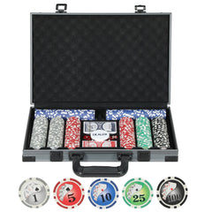 Poker Set in Case with 400 Poker Chips, Cards & Dealer Button