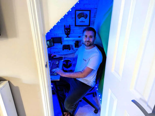 Crafty lad turns cupboard under the stairs into gaming man cave