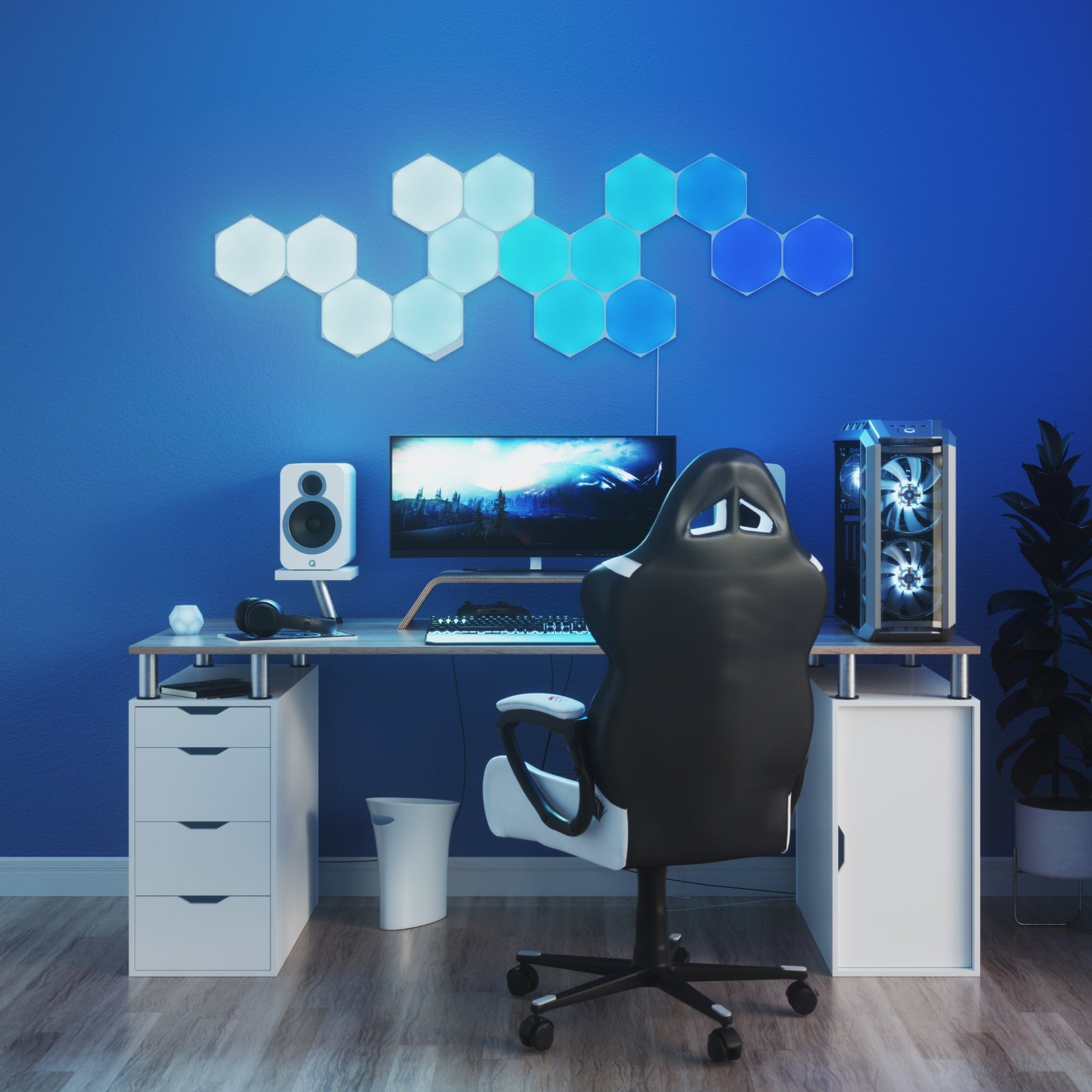 Nanoleaf Shapes Hexagons Starter Kit (9 Panels) | Touch-Reactive RGB Wall Lights for Man Caves & Games Rooms