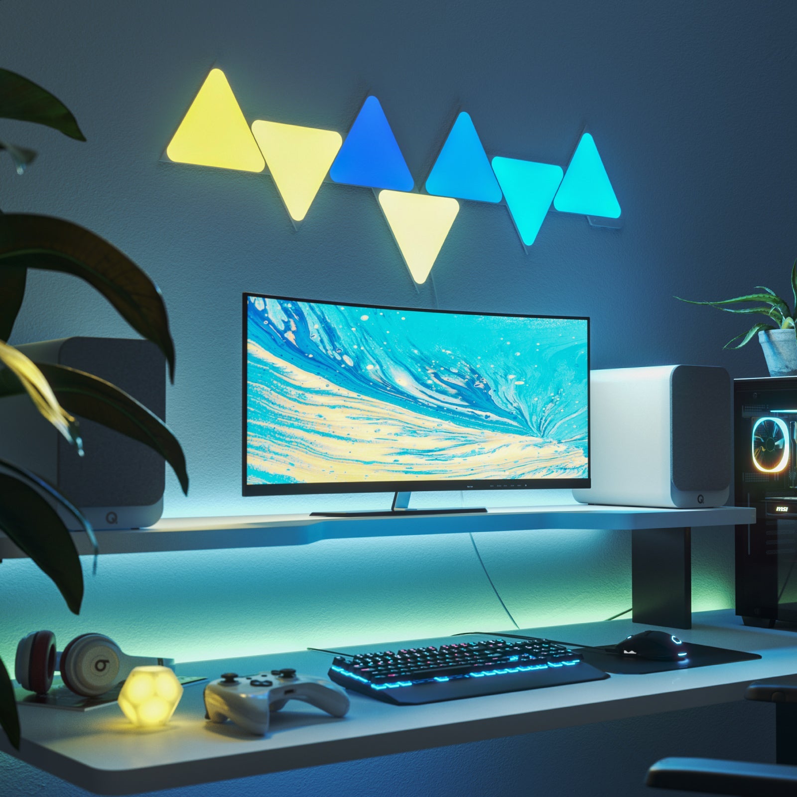 Nanoleaf Shapes Triangles Starter Kit (9 Panels) | Touch-Reactive RGB Wall Lights for Man Caves & Games Rooms