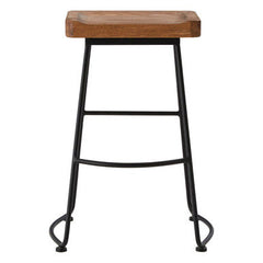 Lyon Weathered Oak Wood and  Metal Bar Stool