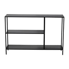Black Metal Console Table with Rectangular Top and Two-Tier Open Shelf Storage, Acero