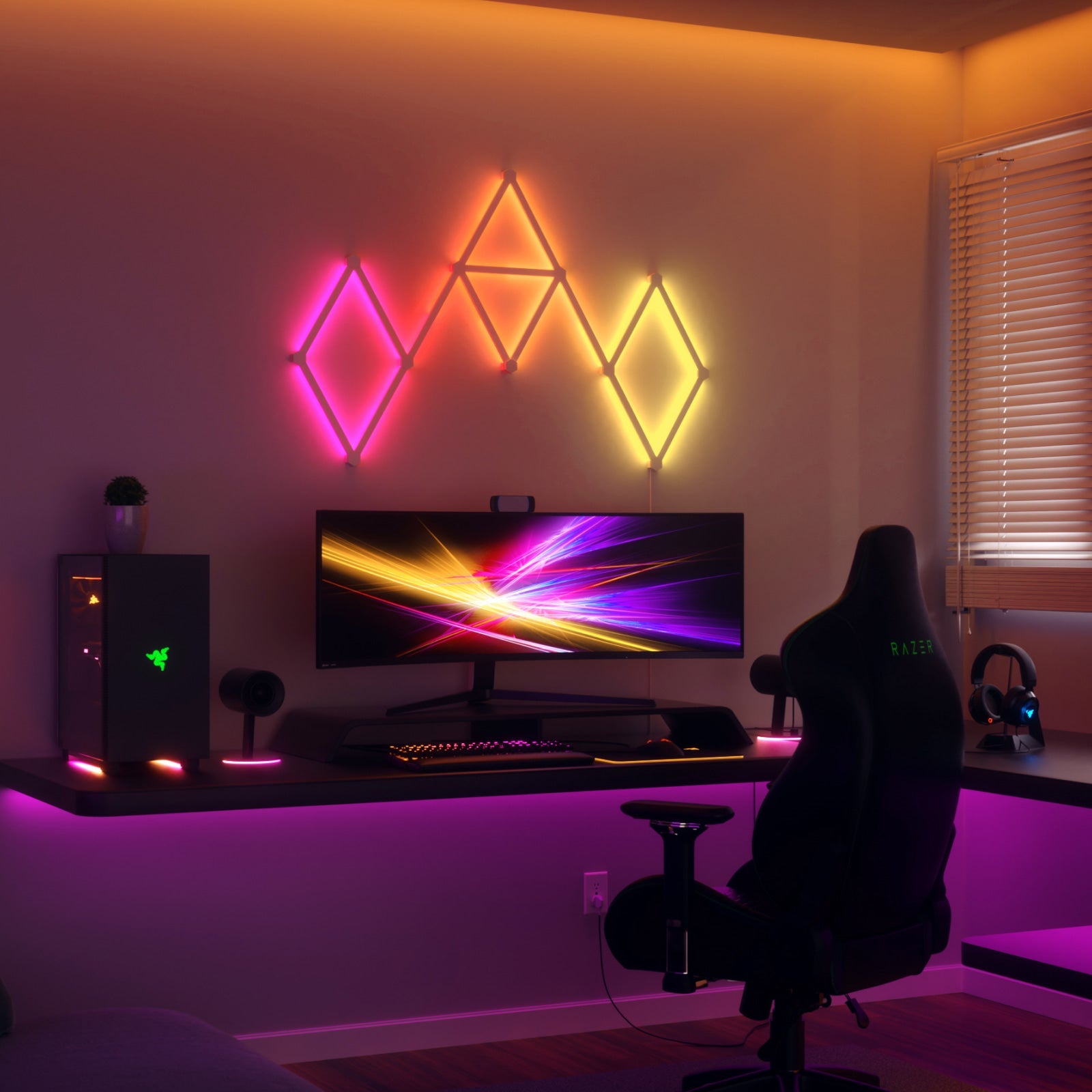 Nanoleaf Lines 60 Degree Starter Kit (9-Pack) | Modular RGB Wall Lights for Man Caves, Gaming Setups & Home Bars