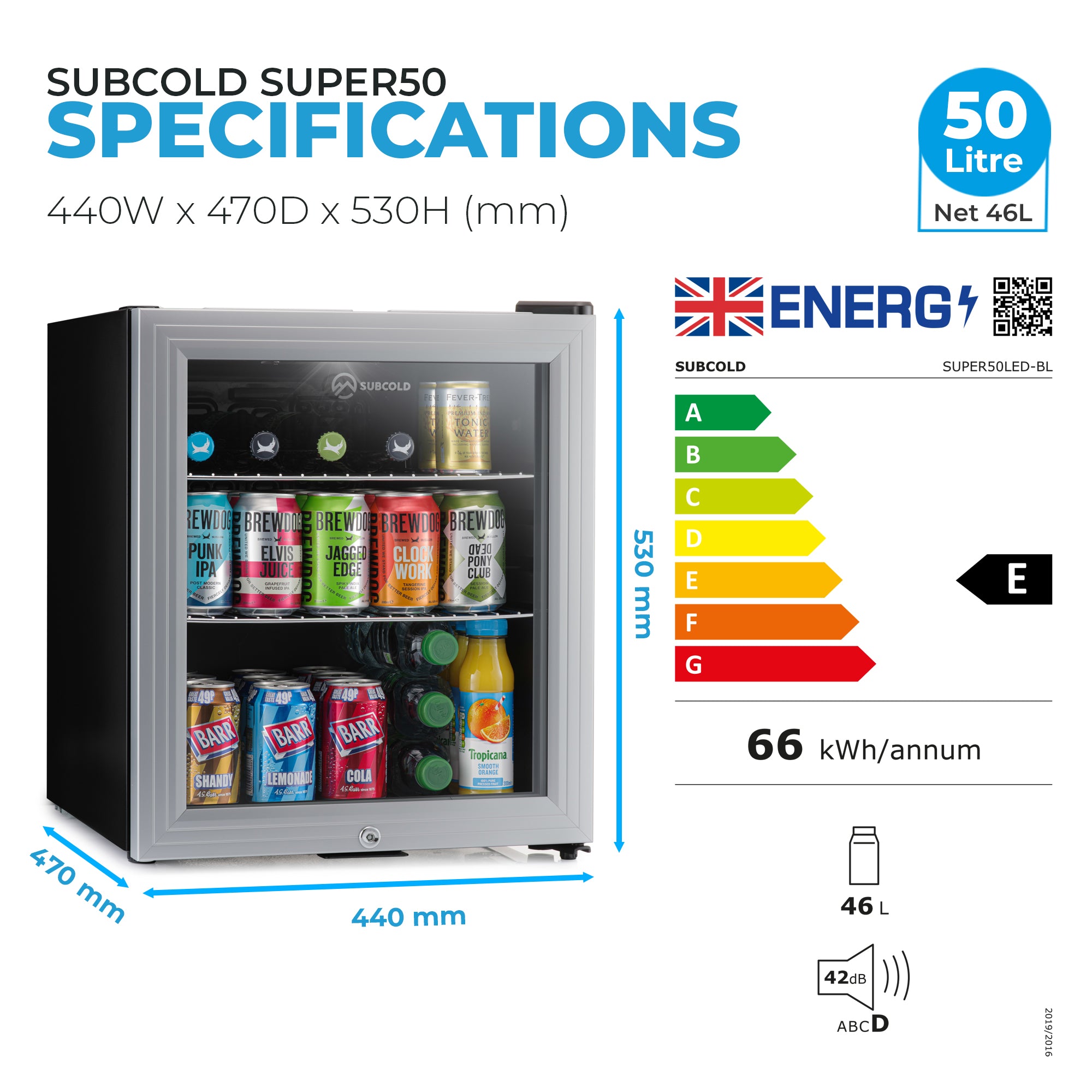 Subcold Super 50 LED Beer Fridge | Compact Beverage Cooler – Man Cave Geek