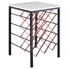 White Marble And Iron Wine Rack Table, Templar