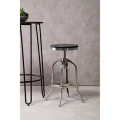 Gator Chrome and Ash Wood Adjustable Bar Stool