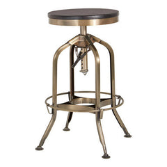 Gator Brass Finish and Ash Wood Adjustable Bar Stool
