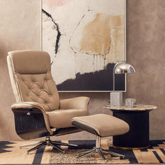 Warrington Mink Leather Effect Recliner And Footstool
