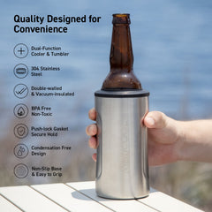 Barcool Insulated Beer Cooler and Tumbler with Opener Stainless Steel