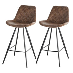 HOMCOM Vintage Brown Bar Stools Set Of 2