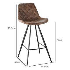 HOMCOM Vintage Brown Bar Stools Set Of 2