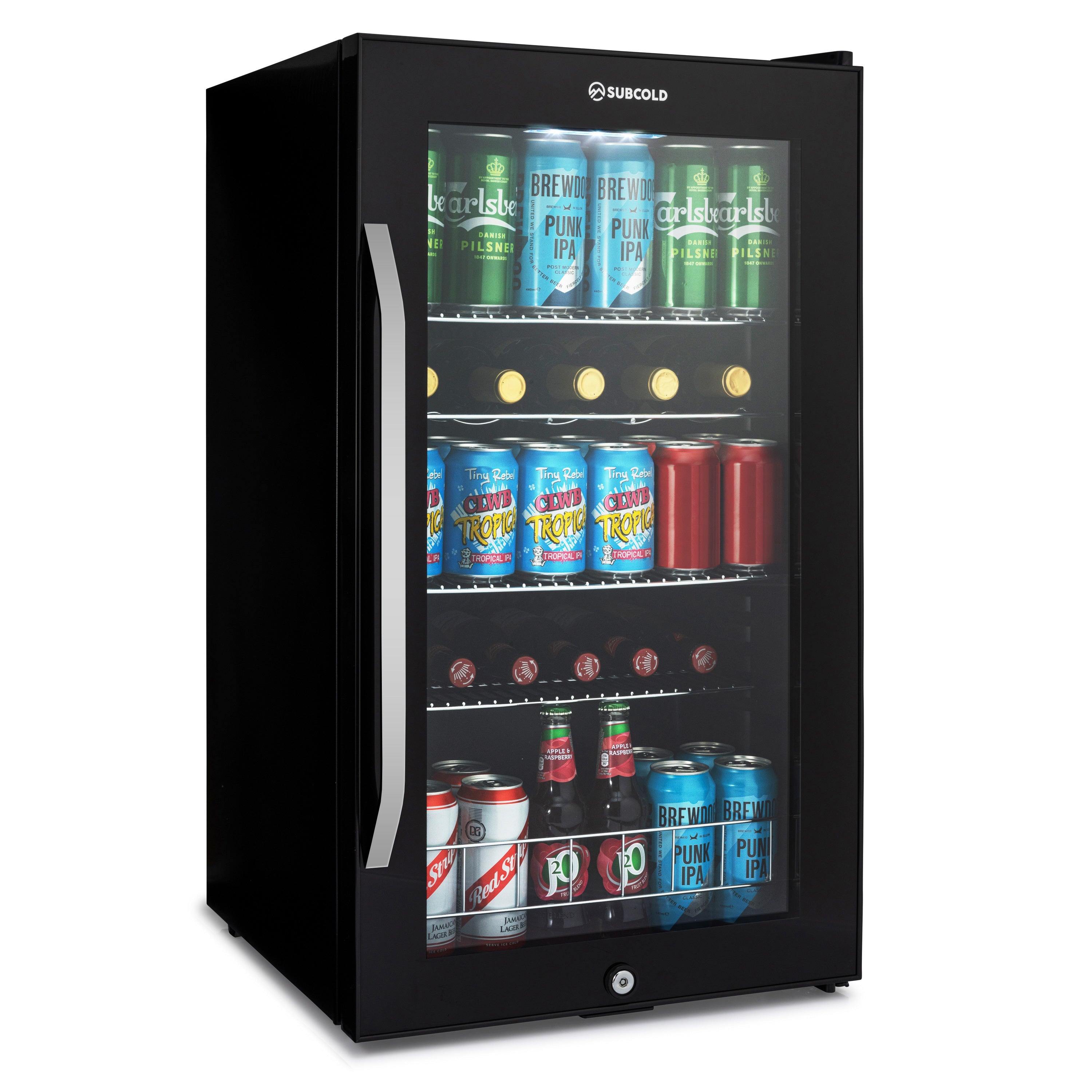 Subcold Ace 100 Beer Fridge Black - 95L Lockable Drinks Fridge for Home Bars, Gaming Rooms & Man Caves