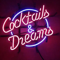 Cocktails & Dreams Glass Neon Light Sign