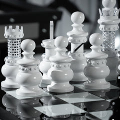 The Archtwain Masterpiece - Luxury Chess Table with Metal Frame & Tempered Glass, 125cm