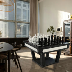 The Archtwain Masterpiece - Luxury Chess Table with Metal Frame & Tempered Glass, 125cm