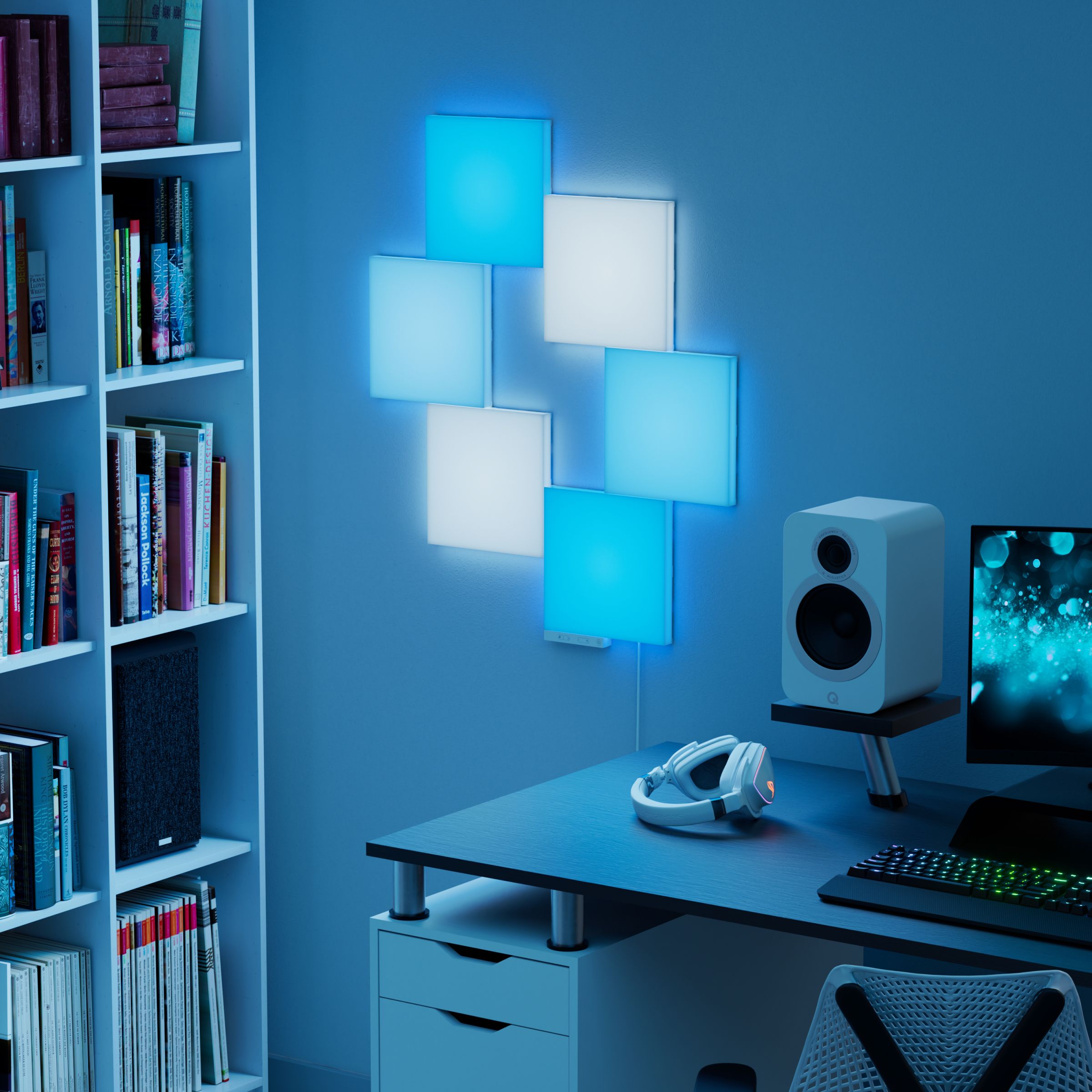 Nanoleaf Blocks Squares Smarter Kit (6-Pack) | Modular RGB Wall Lights with Display Storage for Man Caves & Games Rooms