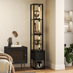 HOMCOM LED Floor Lamp with Shelves, Black