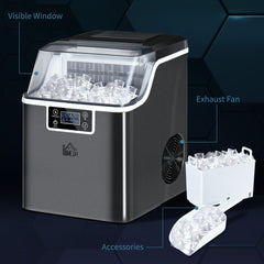 HOMCOM 3.2L Portable Ice Maker Machine - 20kg Daily, Adjustable Cube Size for Home Bars - Black