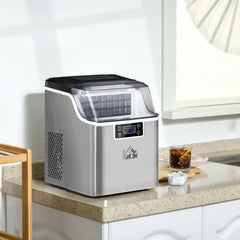 HOMCOM 3.2L Portable Ice Maker Machine for Home Bars & Parties - Silver