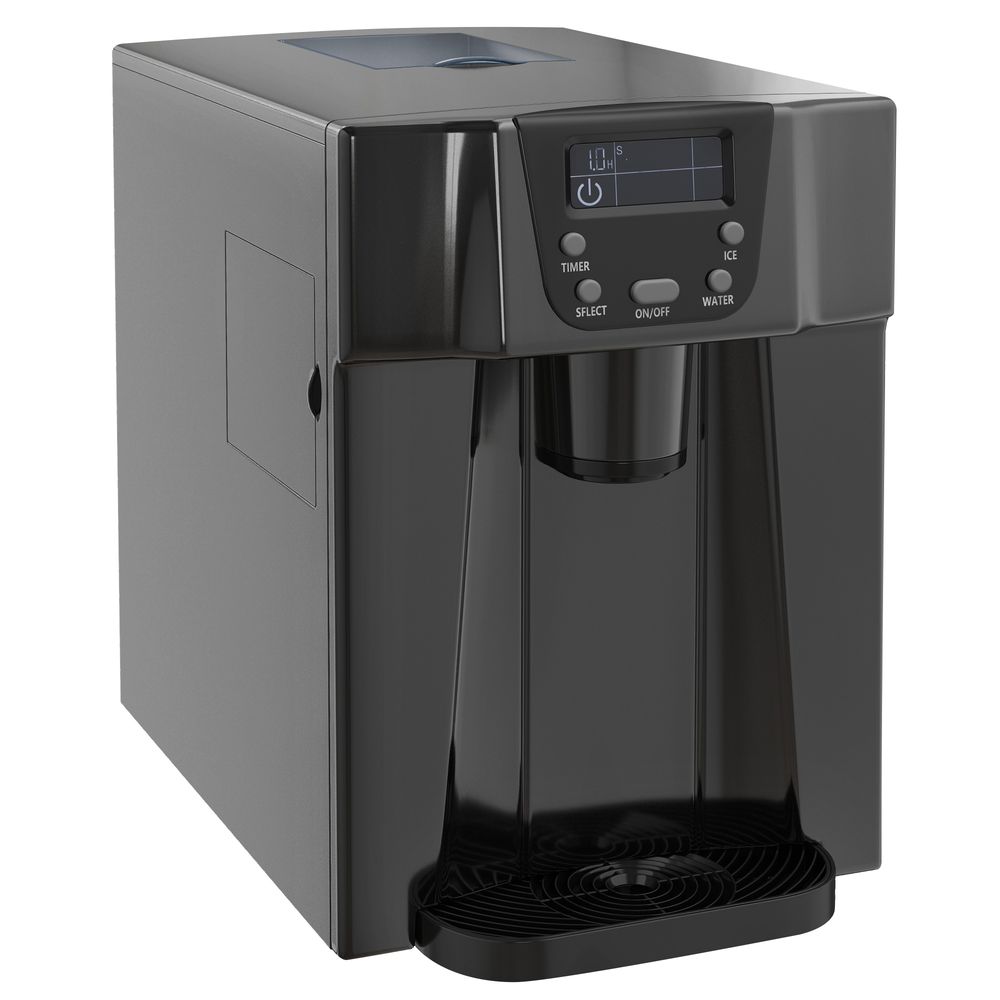 HOMCOM Ice Maker Machine and Water Dispenser No Plumbing Required Black