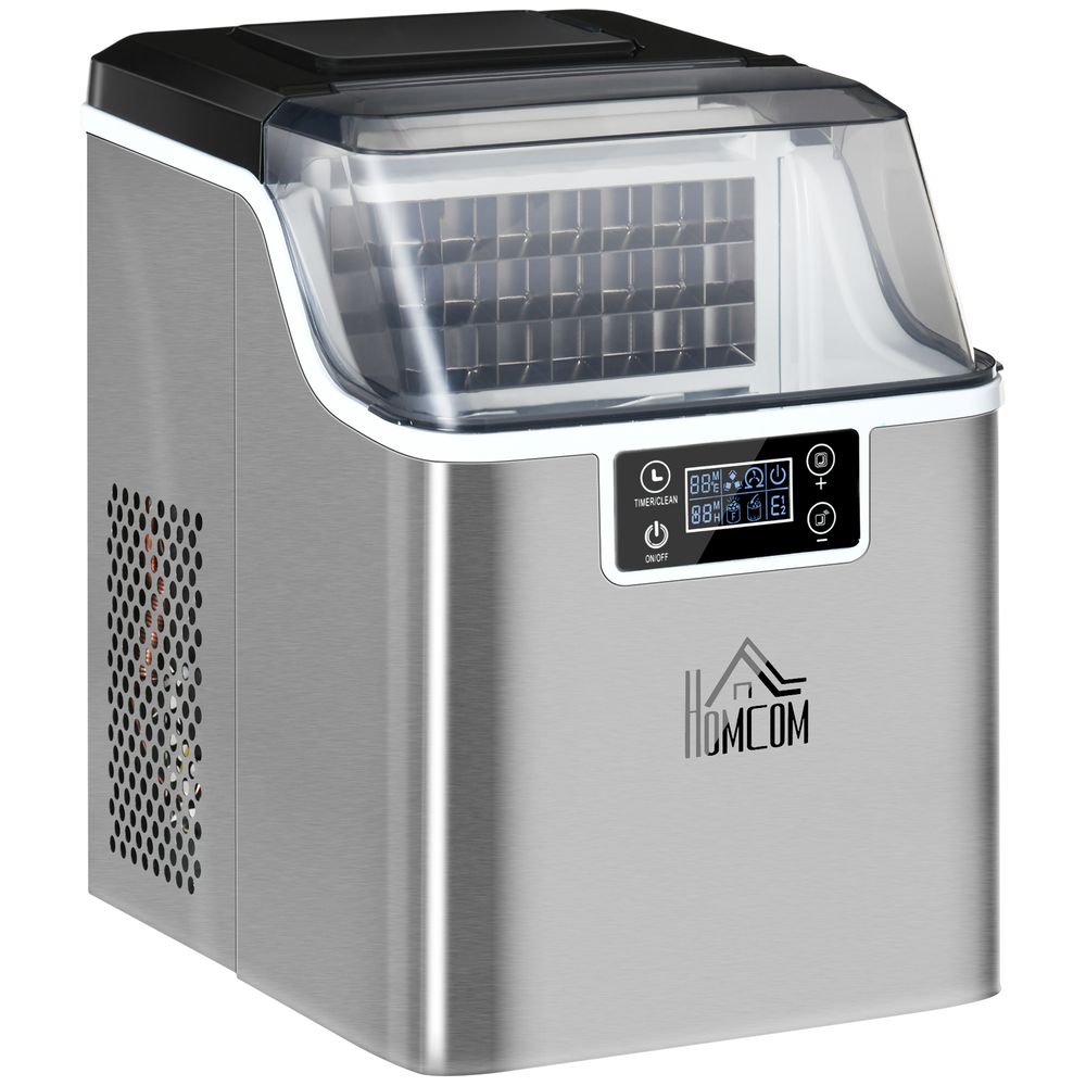 HOMCOM 3.2L Portable Ice Maker Machine for Home Bars & Parties - Silver