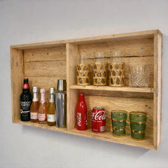 Rustic Wooden Bar Wall Mounted Shelving Unit