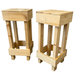 Rustic Wooden Bar + Bar Stools + Shelving Unit