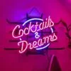 Cocktails & Dreams Glass Neon Light Sign